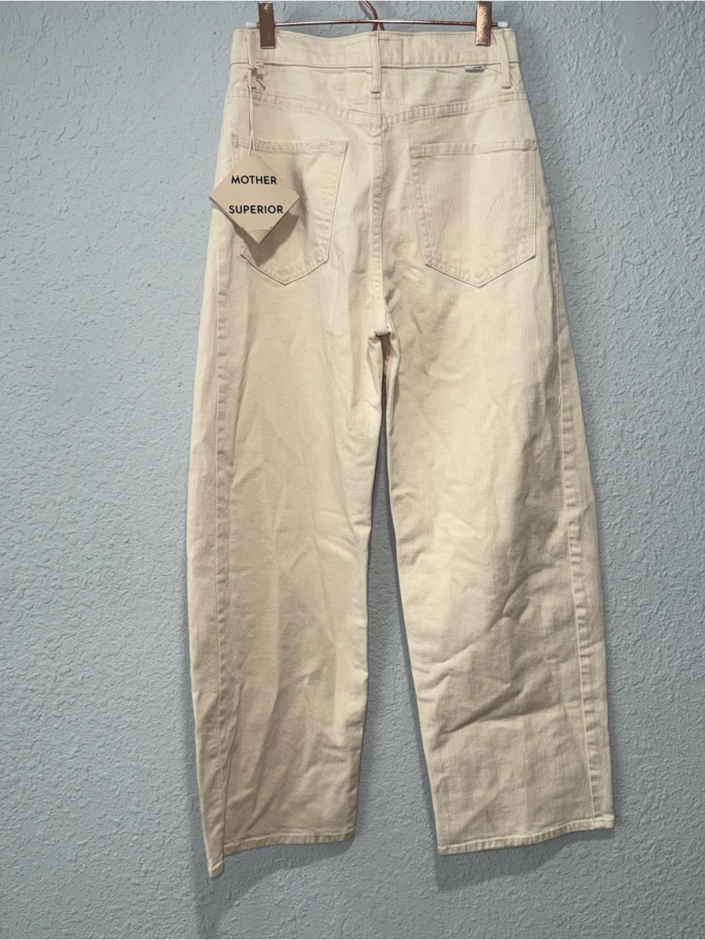 NWT MOTHER The Half-Pipe Ankle Jeans Act Natural Off White Cream Wide Leg 26 - Picture 4 of 14